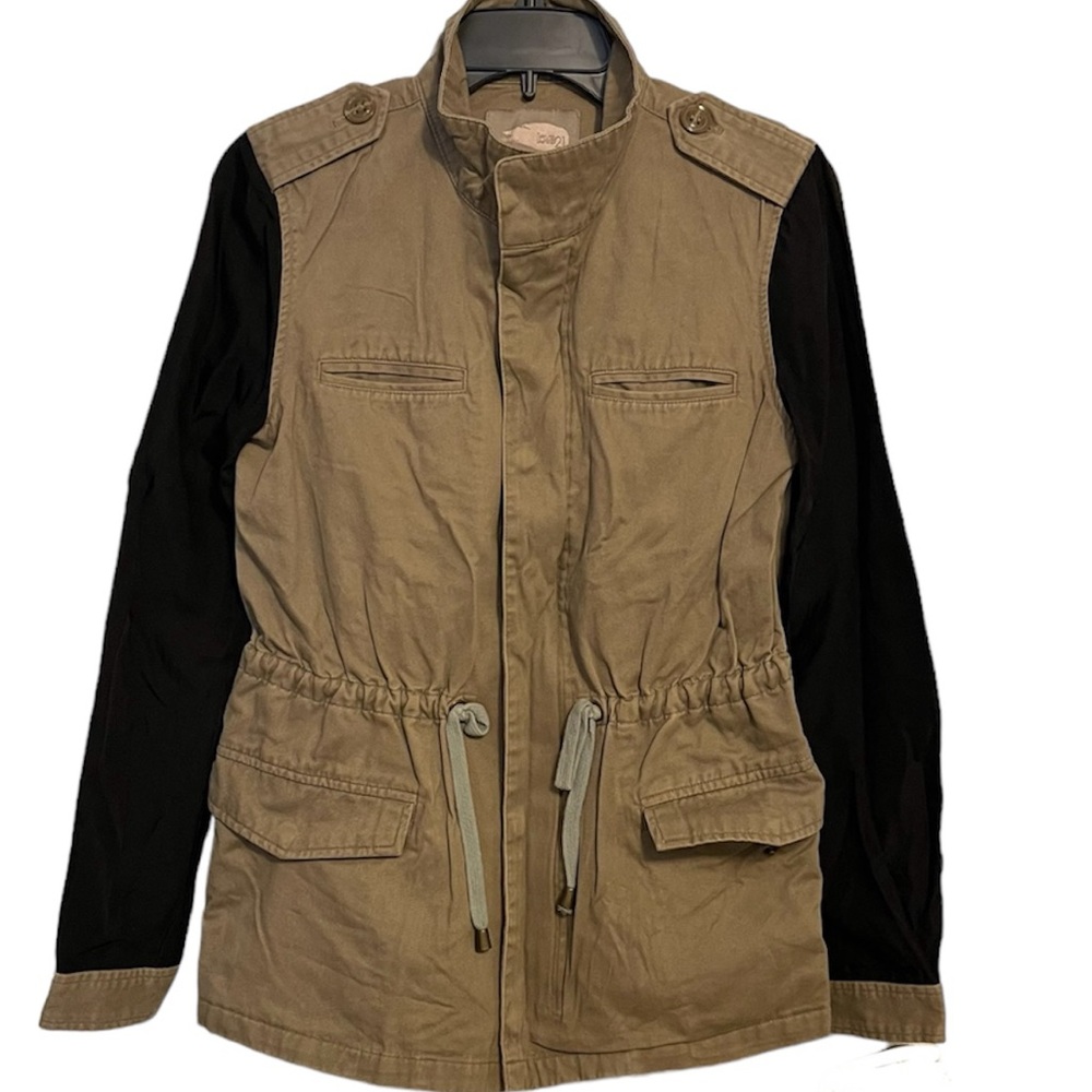 Love 21 Contrast Black Sleeve Utility Jacket